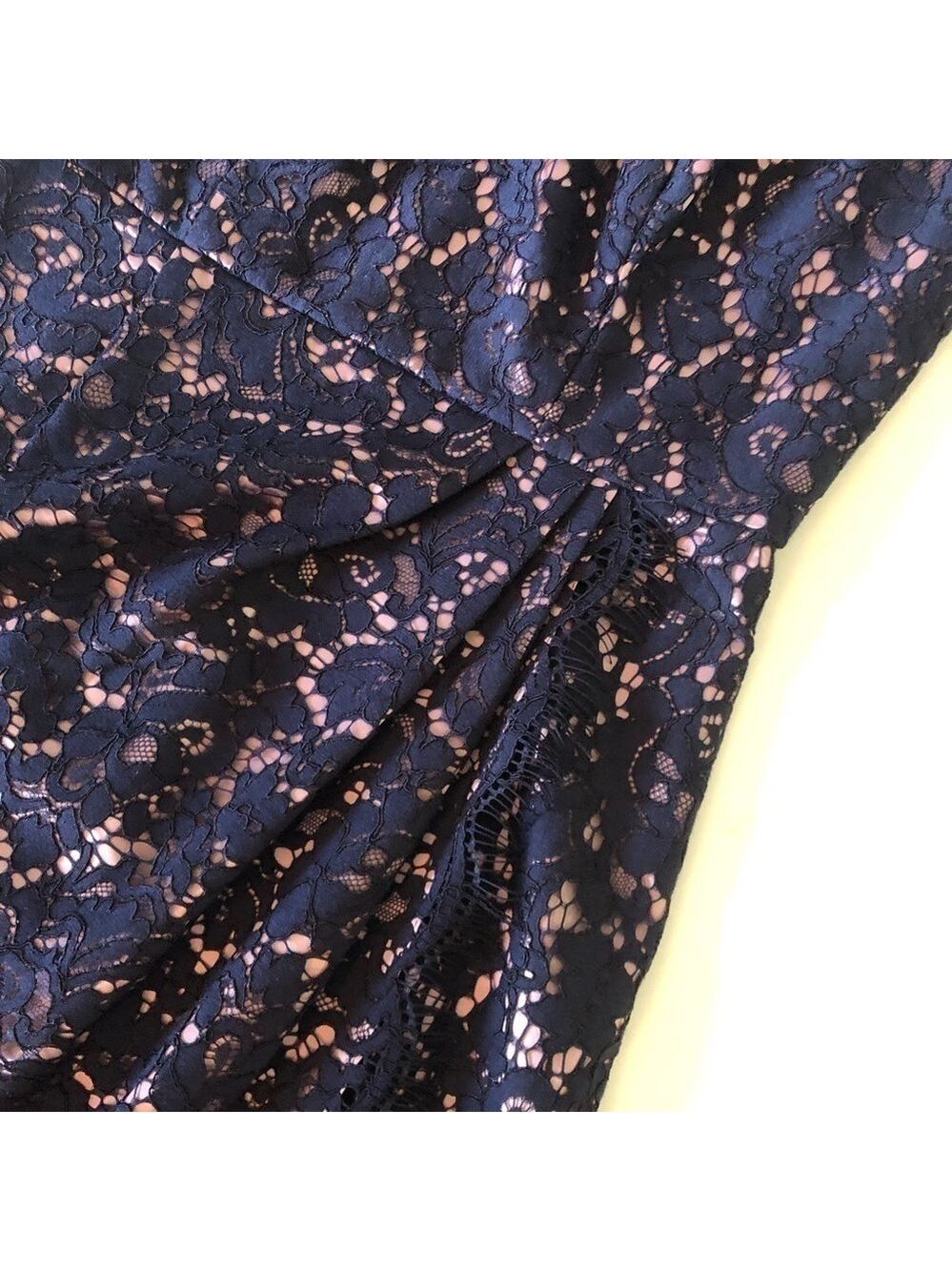 Eliza J. NEW cocktail dress lace size 2 sleeveless faux wrap skirt navy blue - Picture 5 of 15